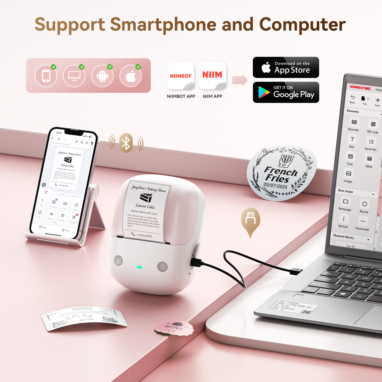 Etikettendrucker Niimbot B2, rosa