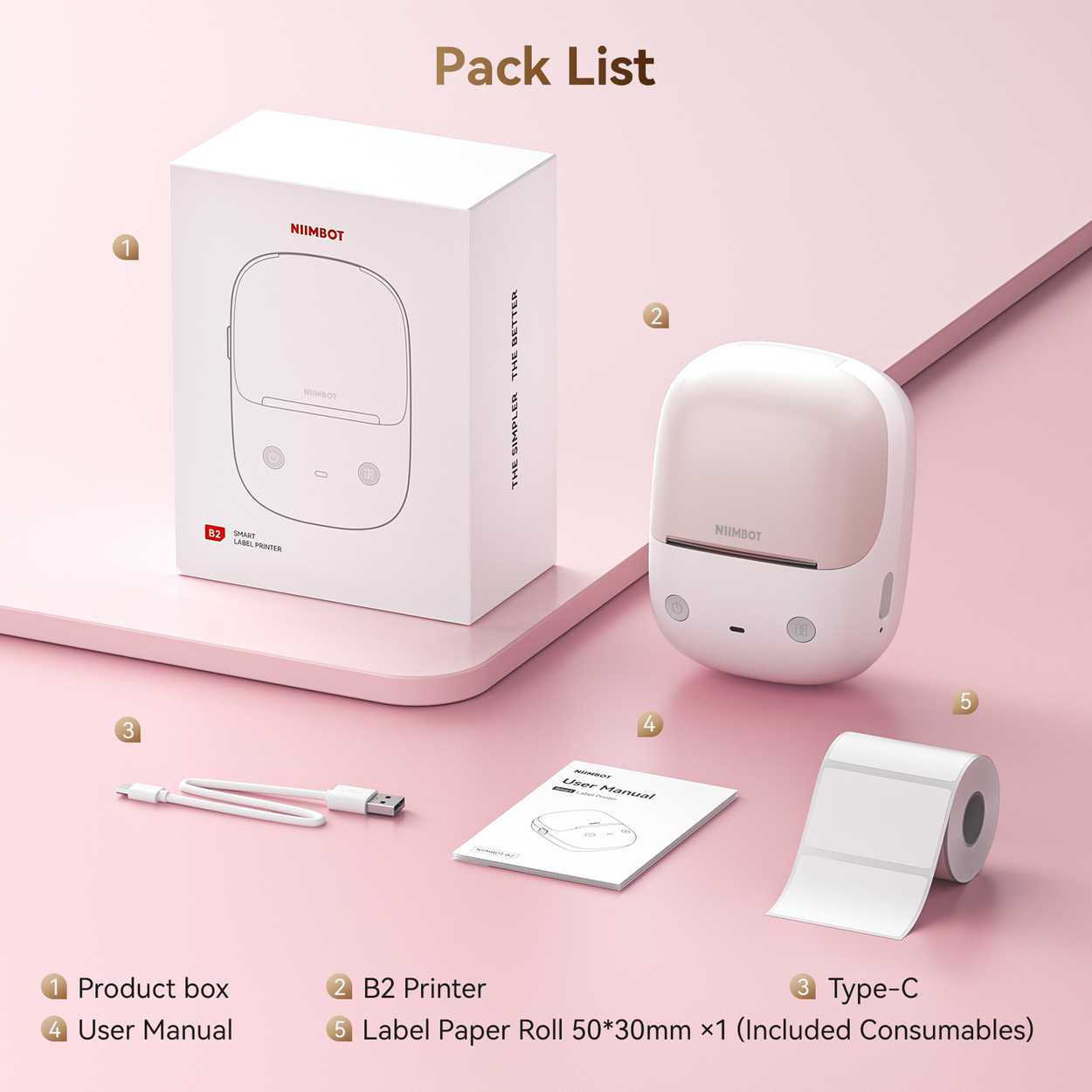 Etikettendrucker Niimbot B2, rosa