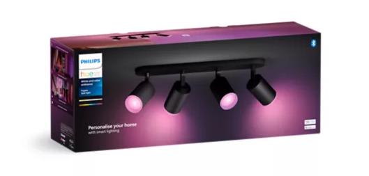 Philips Hue 50634/30/P7 WACA Fugato spotlight LED light GU10 4×5.7W 350lm 2000-6500K RGB IP20 black