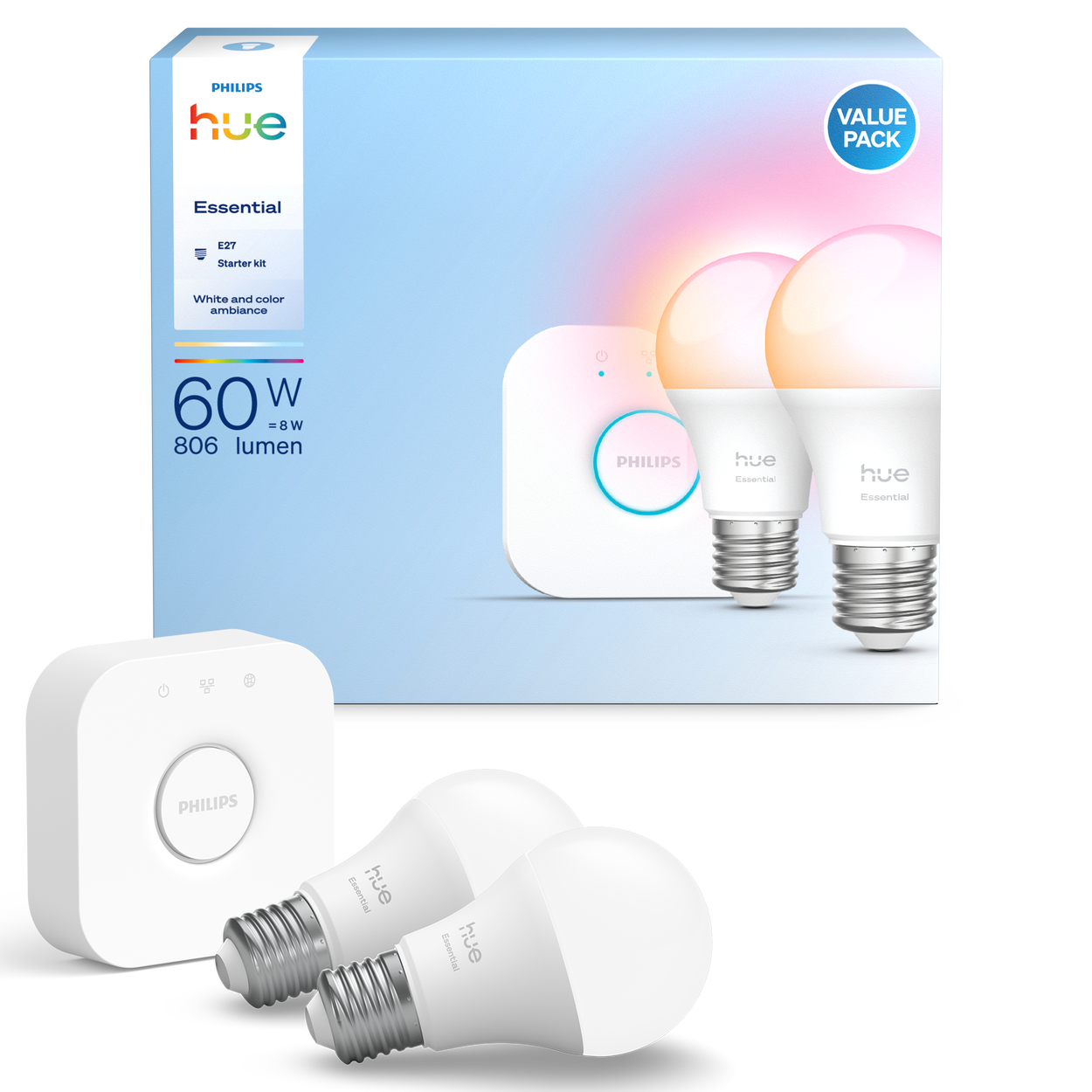 LED bulb Philips Hue Essential White and colour Ambiance 8W 806 E27 Starter Kit