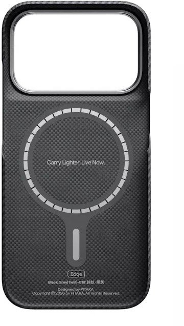 Pitaka Edge Case Black Grey Twill iPhone 18 Pro mobiltok