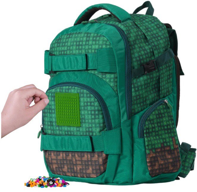 PIXIE CREW Mine&Craft student backpack, green, 100 pixels