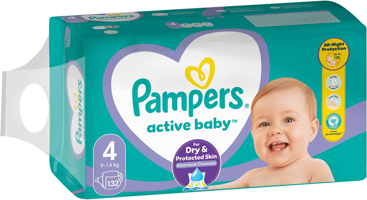 PAMPERS Active Baby vel. 4 (132 ks) - měsíční balení