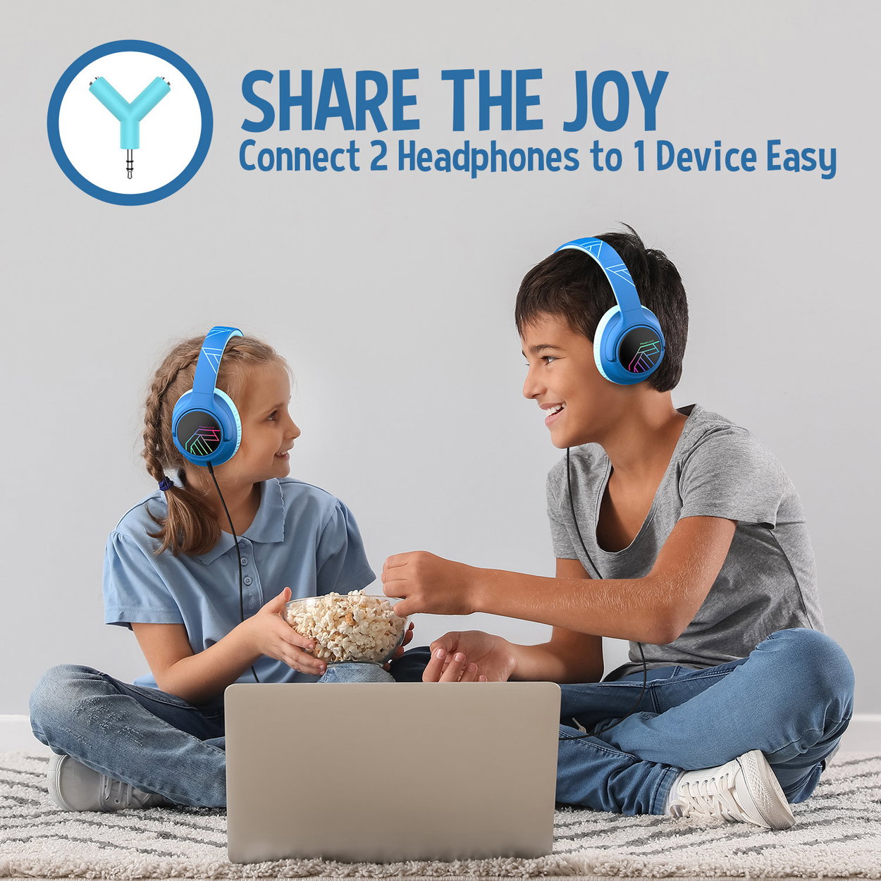 PowerLocus Bobo Black/Blue Wireless Headphones