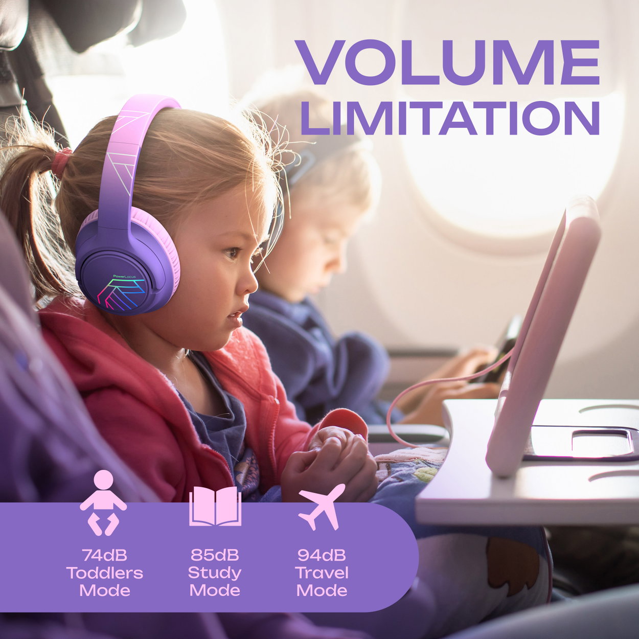 PowerLocus Bobo Purple/Pink Wireless Headphones