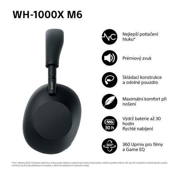 Bezdrátová sluchátka Sony Noise Cancelling WH-1000XM6