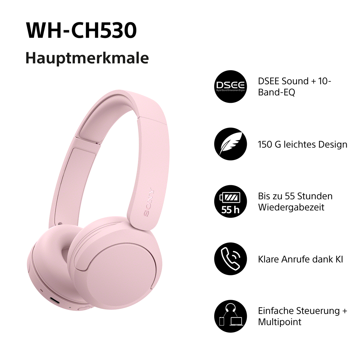 Kabellose Kopfhörer Sony Bluetooth WH-CH530
