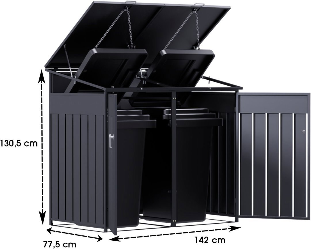 Bin shelter D12GG2Z, for 2 bins with two locks against wind and theft, anthracite