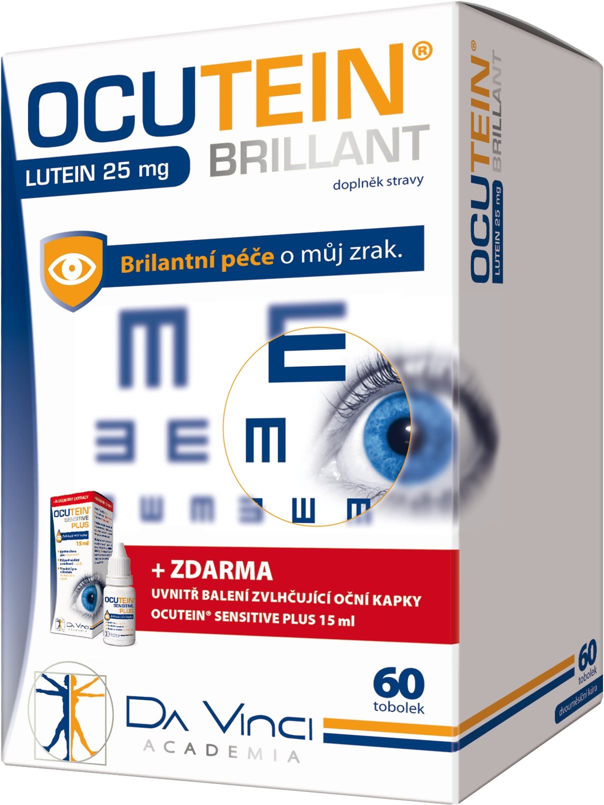 Lutein Ocutein Brillant Lutein 25mgDaVinci 60 tobolek+kapky