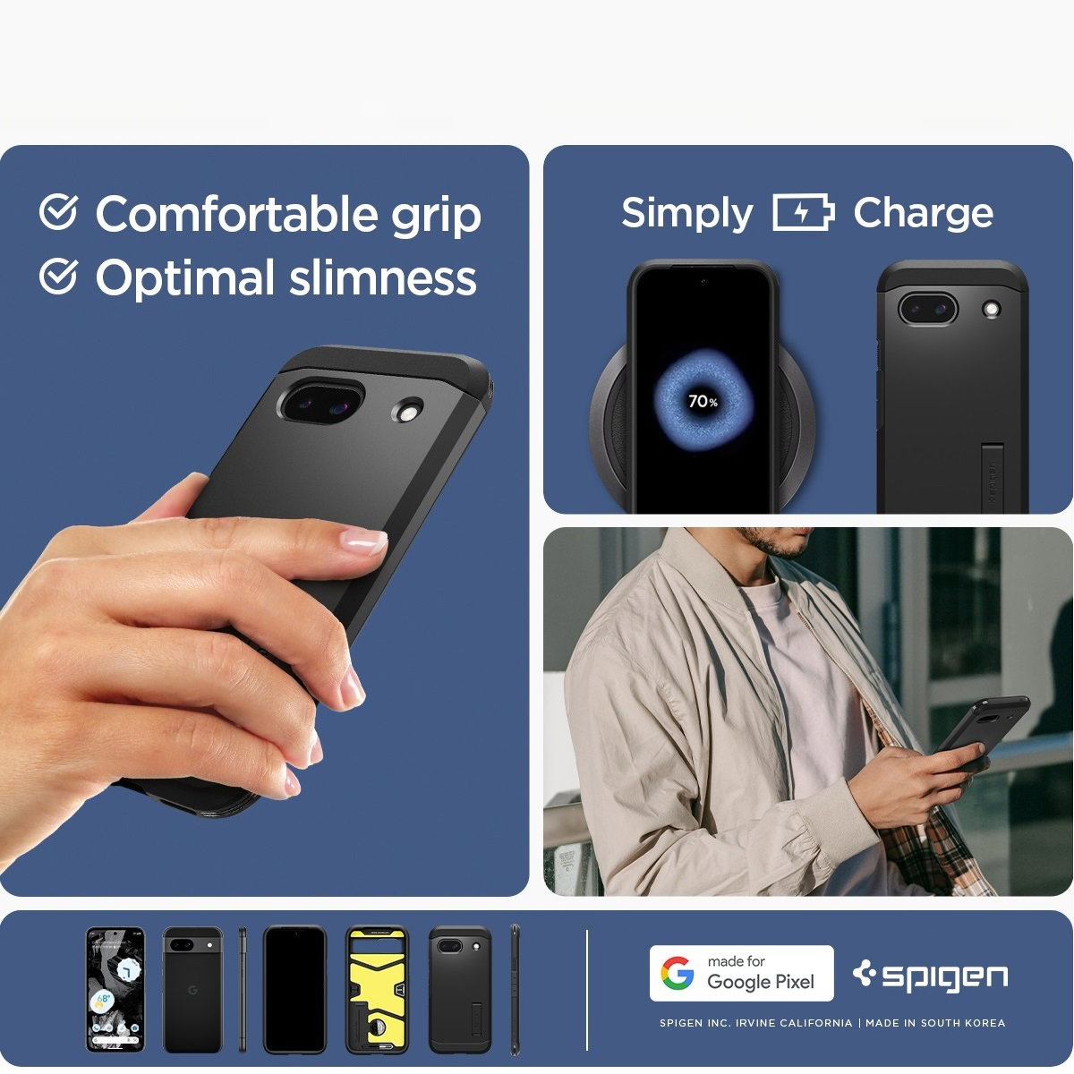 Spigen Tough Armor Black phone case for Google Pixel 8a