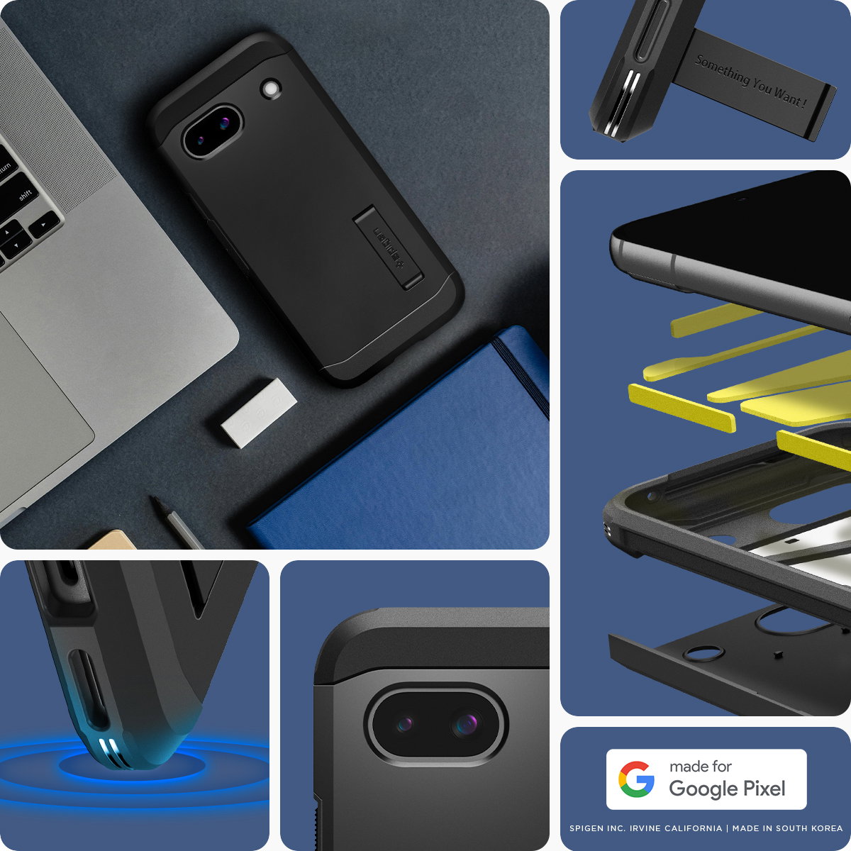 Spigen Tough Armor Black phone case for Google Pixel 8a