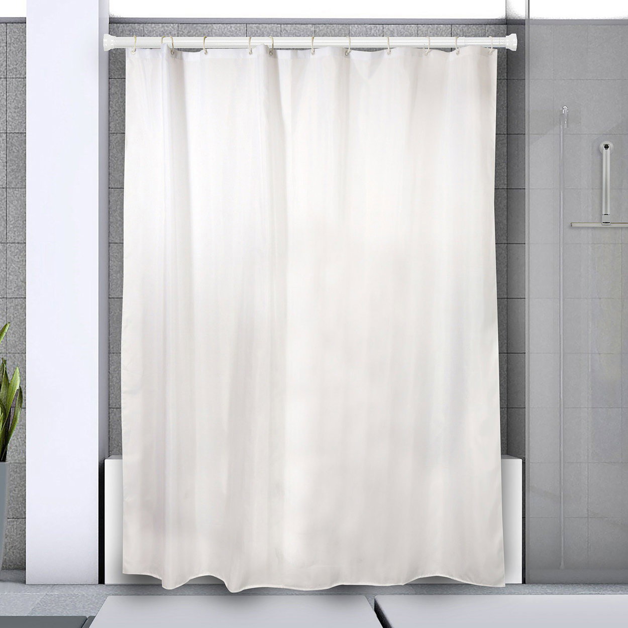 Spirella Shower curtain rod Kreta, white, aluminium, 125 - 220 cm