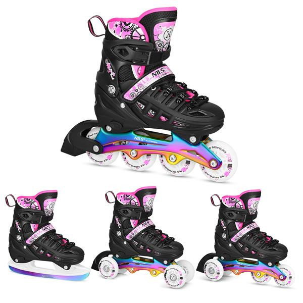 Roller skates Nils Extreme NH10905.2 4in1 rainbow/pink