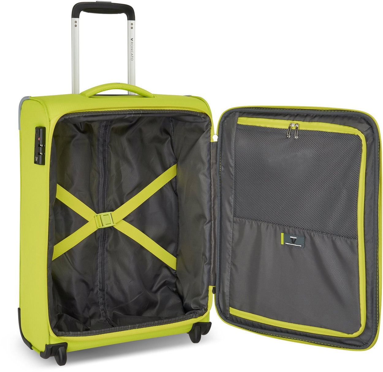 Travel case Roncato LITE SOFT S, lime, 55 × 40 × 20 cm, 2 wheels