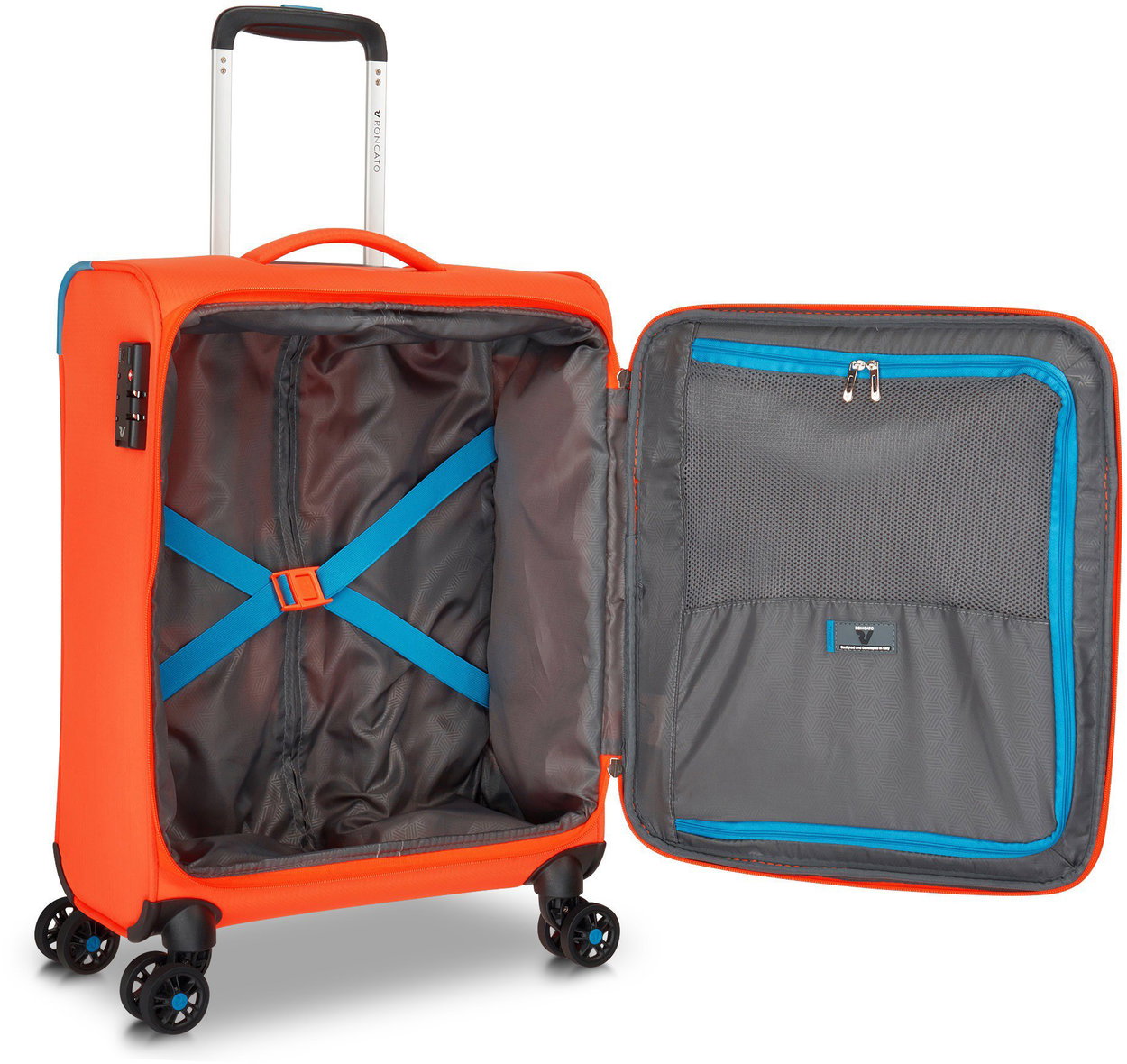 Travel case Roncato LITE SOFT S, bright orange, 55 × 40 × 20 cm, 4 wheels