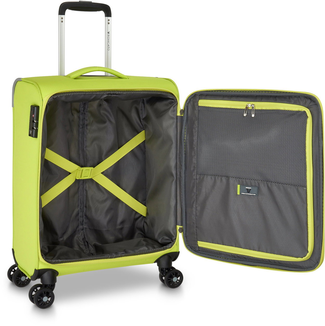 Travel case Roncato LITE SOFT S, lime, 55 × 40 × 20 cm, 4 wheels