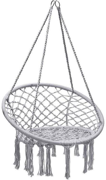 Houpací síť Verk 27127 Závěsné křeslo s třásněmi 120 kg, 60 cm, šedé
