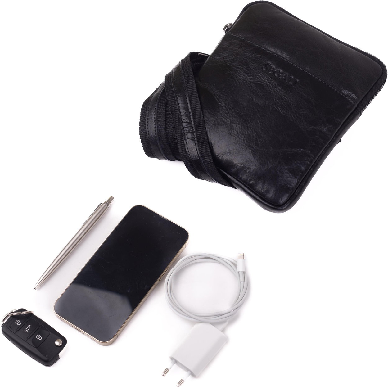 Shoulder bag Segali Men's shoulder bag leather 9091, black