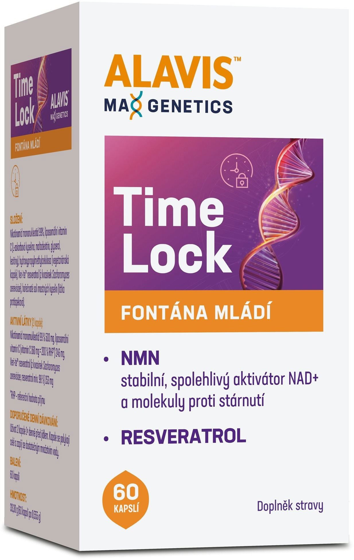 ALAVIS MAX GENETICS TIMELOCK NMN 60 KAPSLÍ