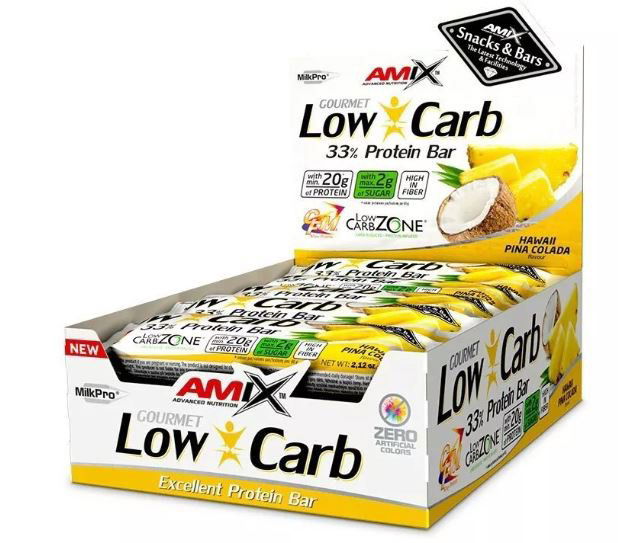 Amix Nutrition Low-Carb 33% Protein Bar, 6 x 60g, Pineapple-Coconut