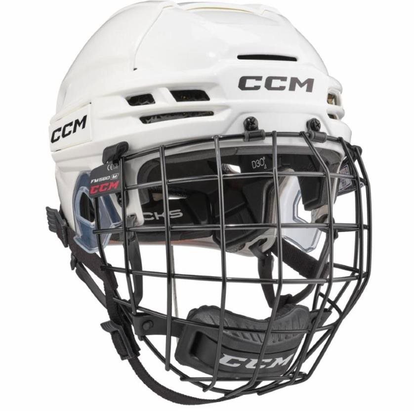 Hockey helmet CCM Tacks 720 Combo SR white, Senior, L, 57-62 cm