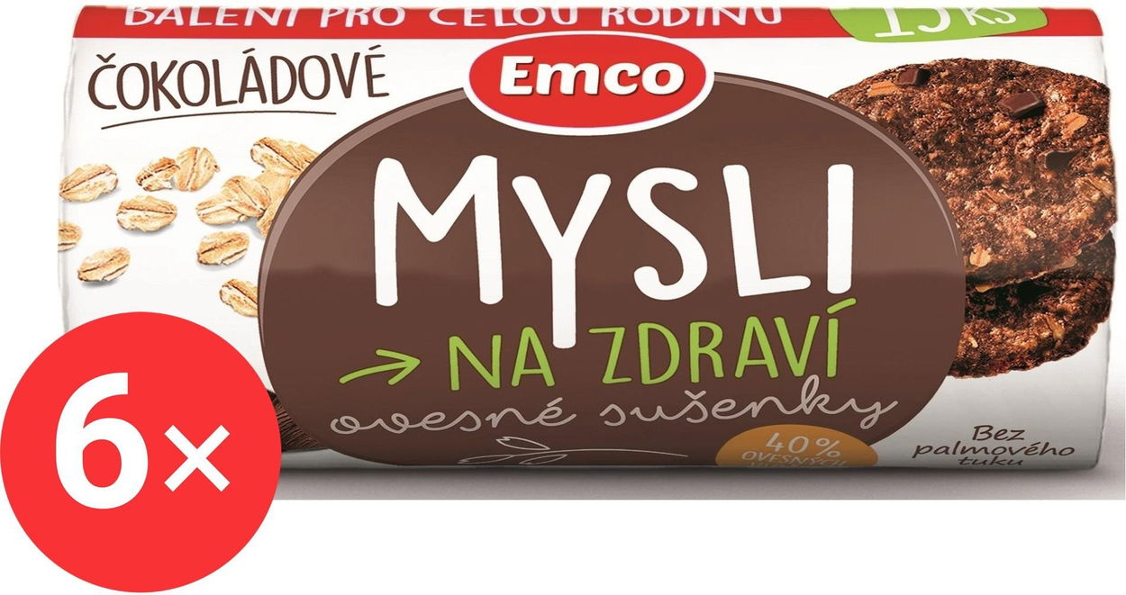 Energetická tyčinka Emco Ovesné sušenky čokoládové 6 x 150g