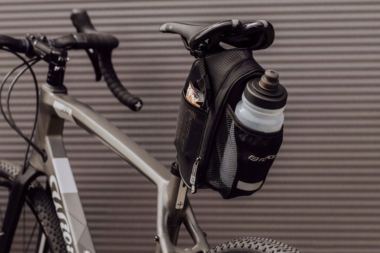 Bike bag Force Fuse under saddle bag + bottle net, black