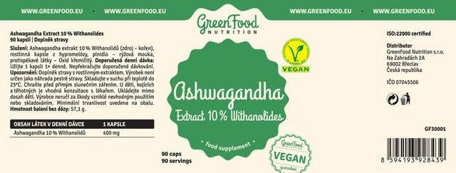 GreenFood Nutrition Ashwagandha Extract 10% Withanolides