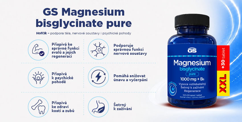 GS Magnesium bisglycinate pure 1000 mg + B6 100 + 30 tablets XXL