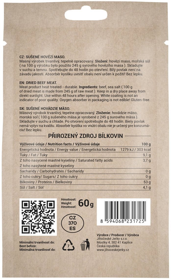 South Bohemian Jerky Beef Natur Big 60 g