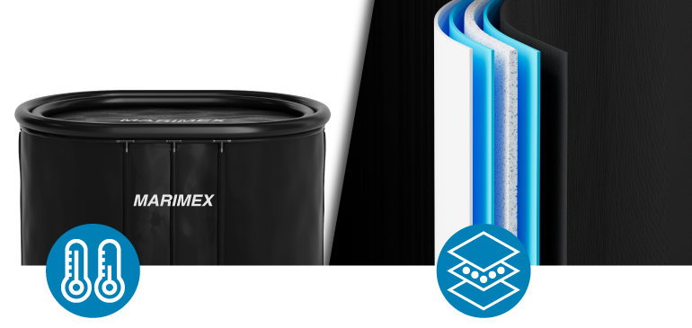 Hardening barrel Marimex Kád cooling oval 125 × 75 × 77 cm black with cartridge filtration