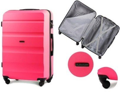 Wings AT01 travel suitcase in pink, large