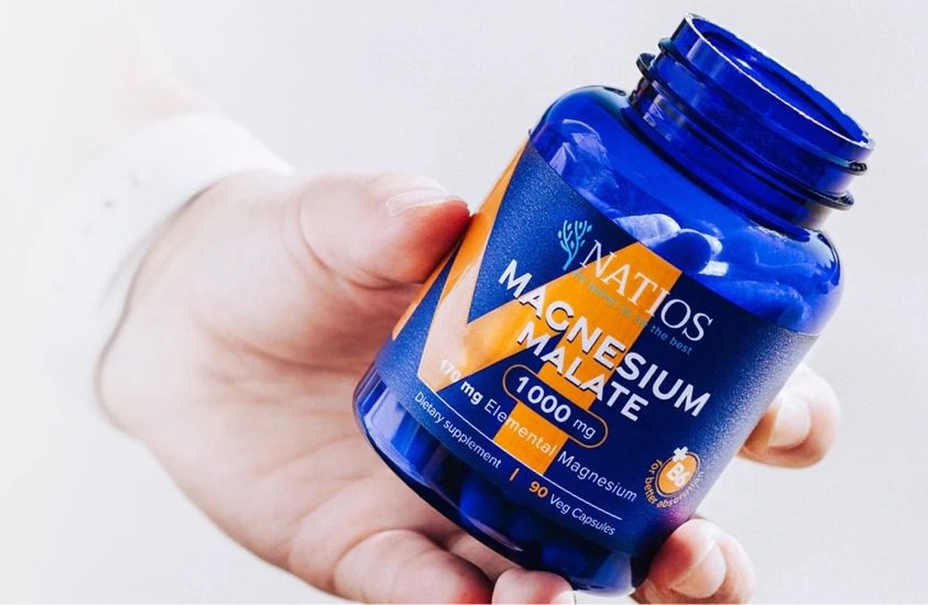 NATIOS Magnesium Malate 1000 mg + B6, 90 veg. kapslí, (elem. hořčík 170 mg)