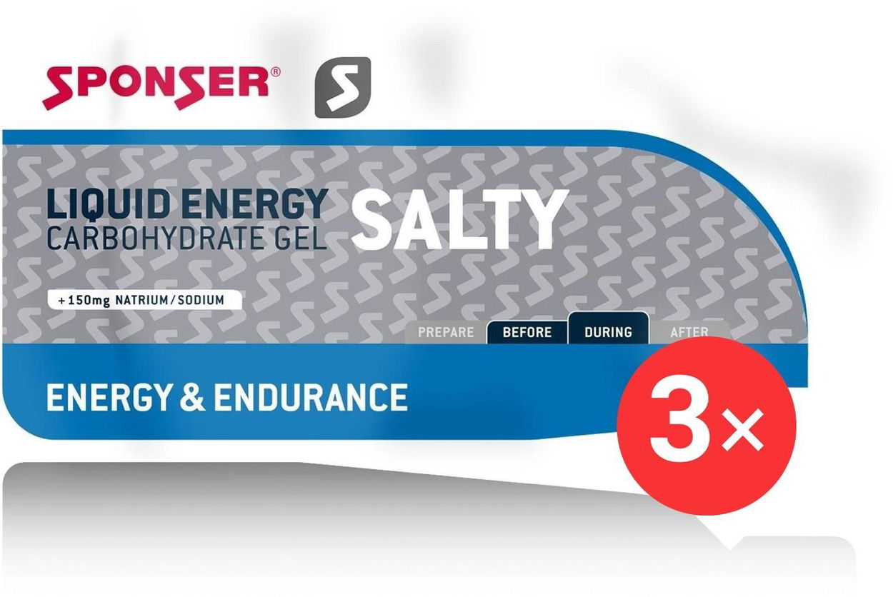 Energetický gel Sponser Liquid energy SALTY, 3 x 35g,