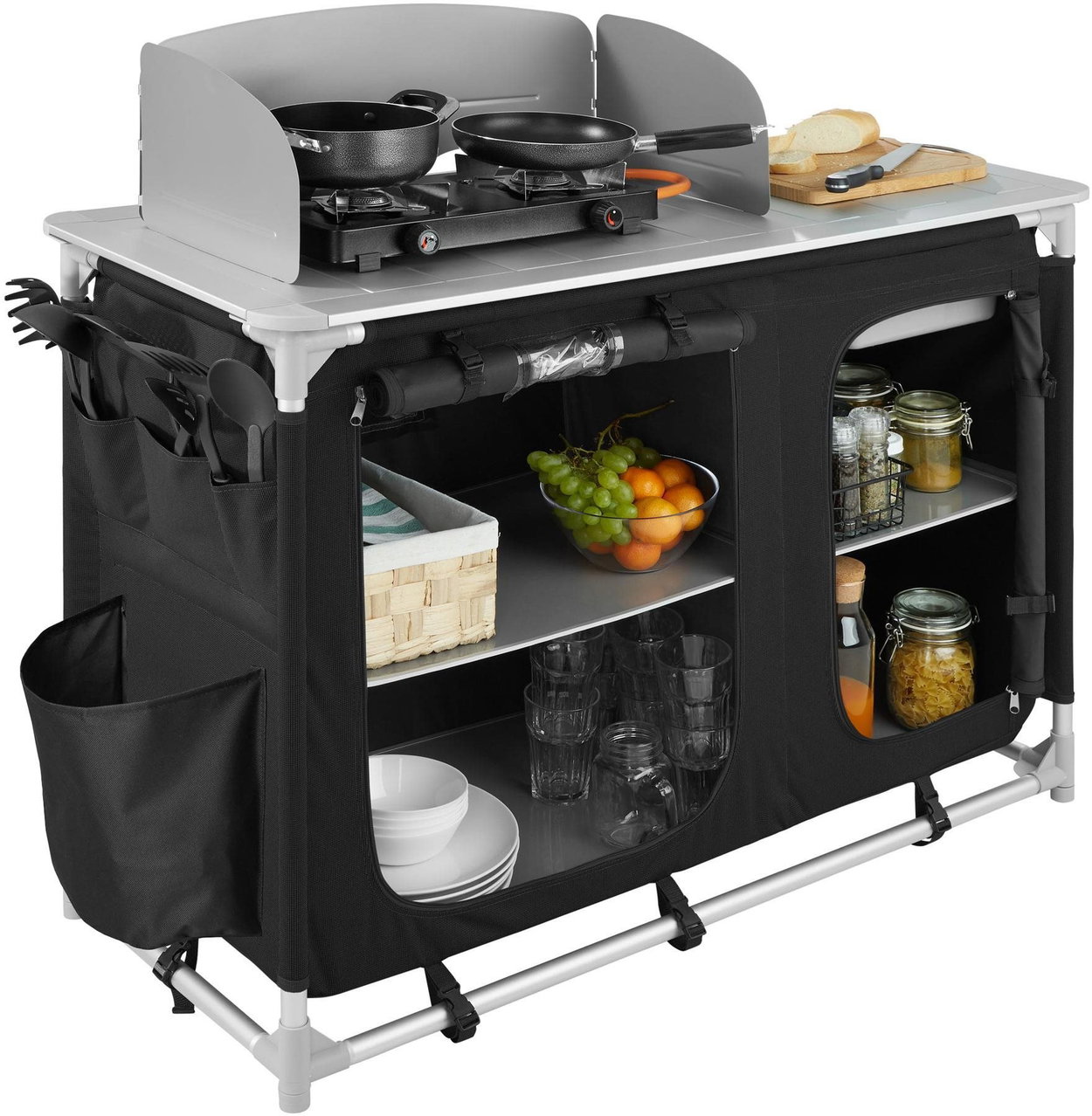 Camping set Camping kitchen 116 × 52 × 107 cm black