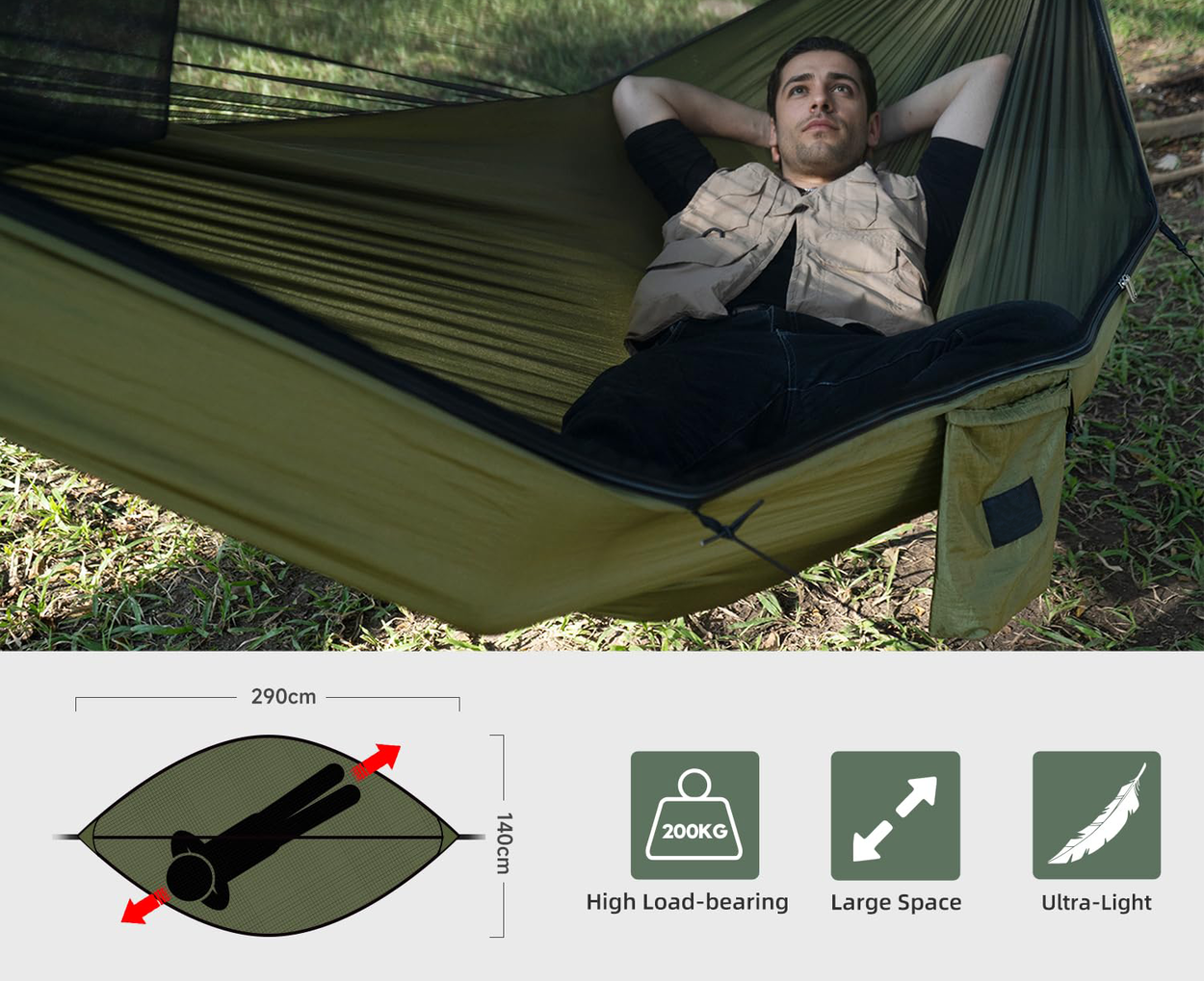 Traveler Feiyun Anti-Mosquito Hammock Army Green
