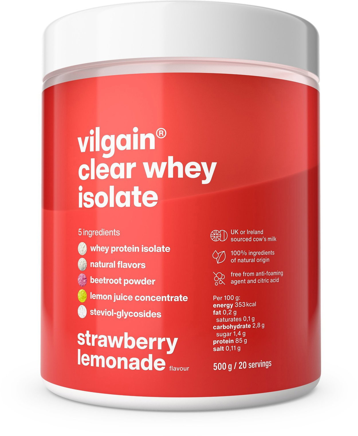 Vilgain Clear Whey Isolate 500 g Strawberry lemonade