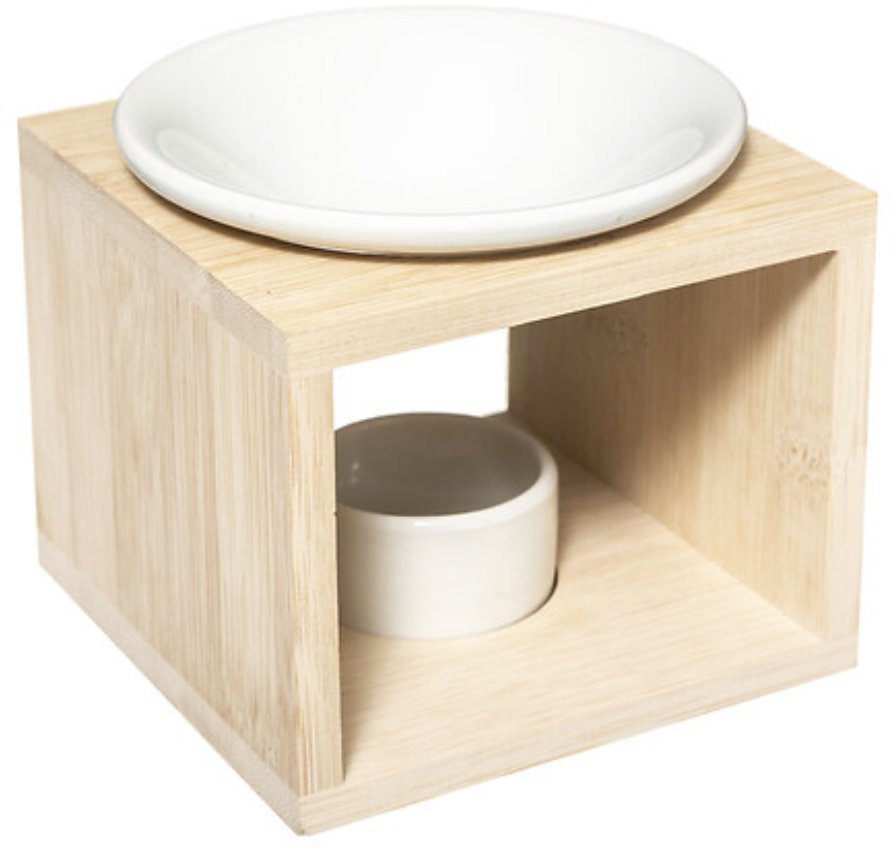 Aromalampa ATMOSPHERA Bamboo v dřevěném rámu 11,5 × 11,5 cm