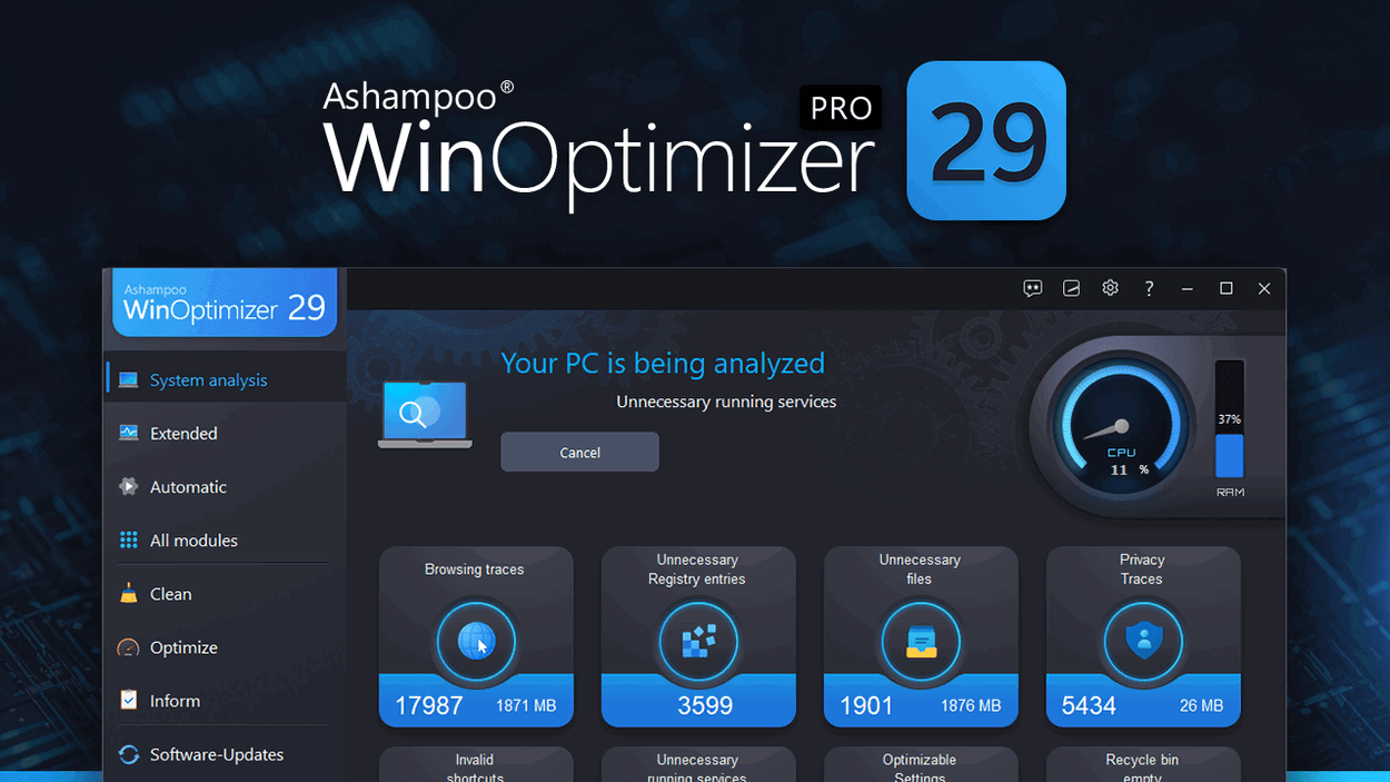 Ashampoo WinOptimizer Pro 29 office software (digital licence)