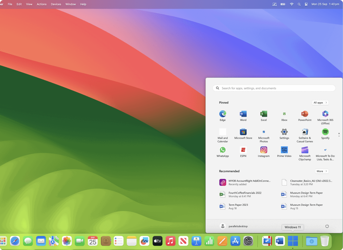 Grafický software Parallels Desktop