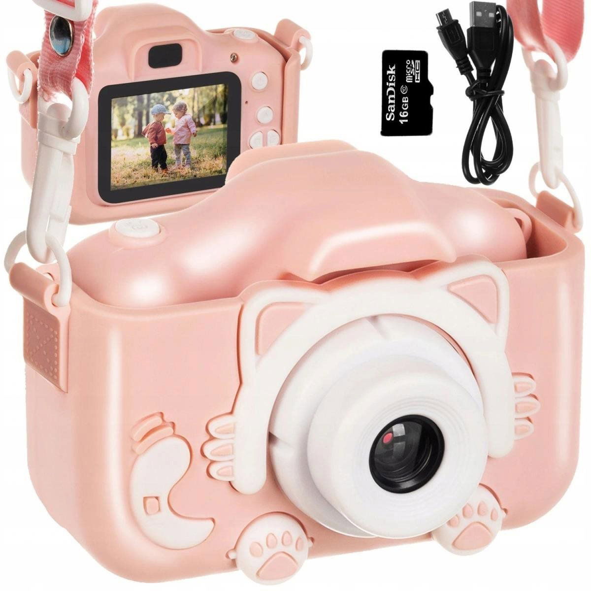 Dětský fotoaparát MG X5S Cat dětský fotoaparát, 32 GB karta, ružový