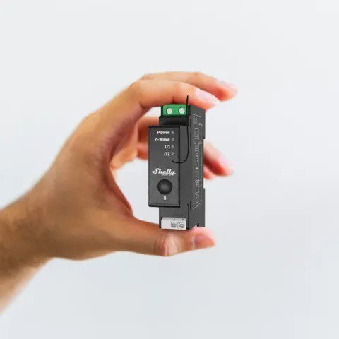 Shelly Wave 2PM power meter, 2x 16A DIN rail switching module, power metering, Z-Wave