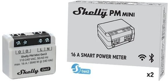 Switch Shelly PM Mini Gen3 Power Metering Module up to 16A (WiFi, Bluetooth)