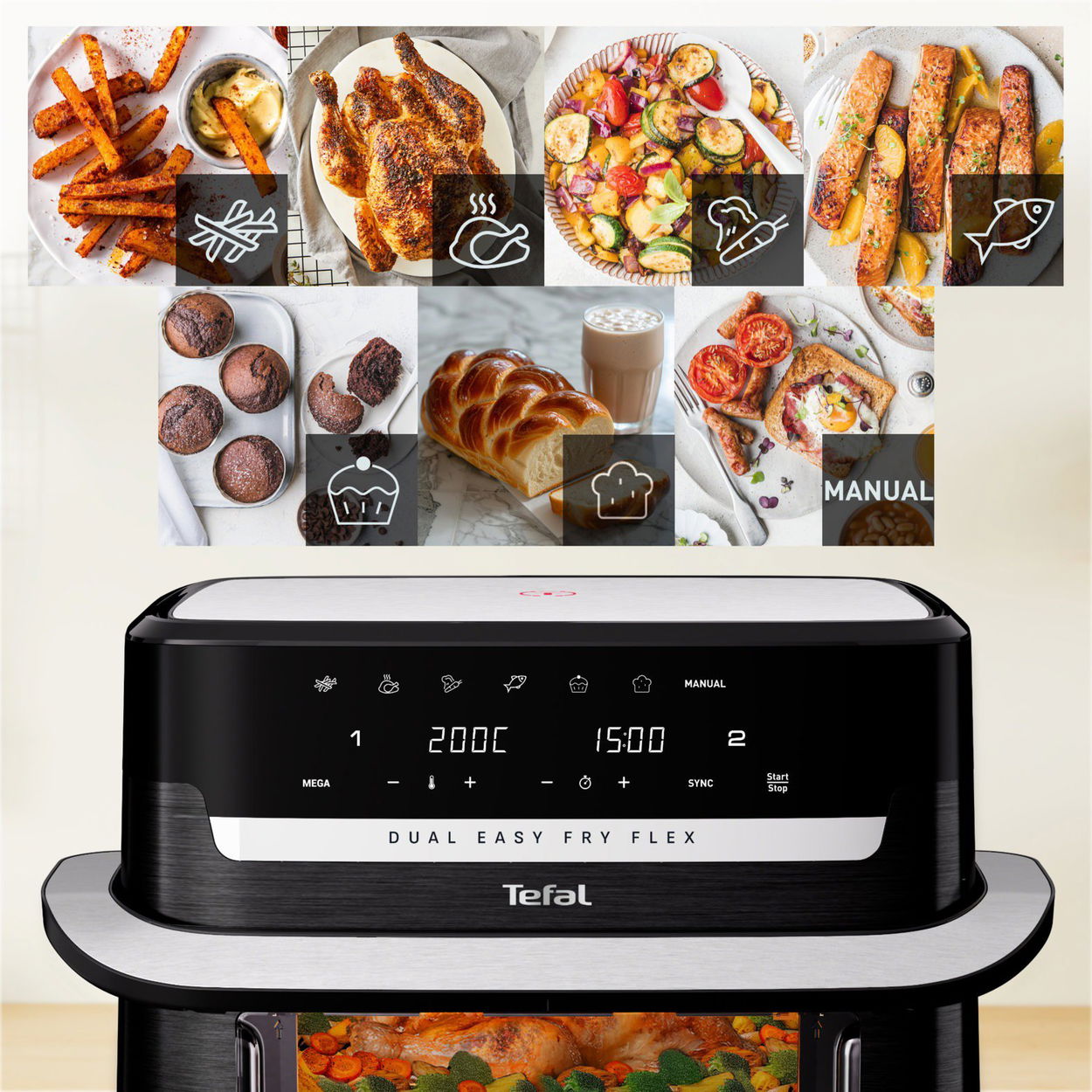 Horkovzdušná fritéza Tefal EY9228E0 Dual Easy Fry Flex