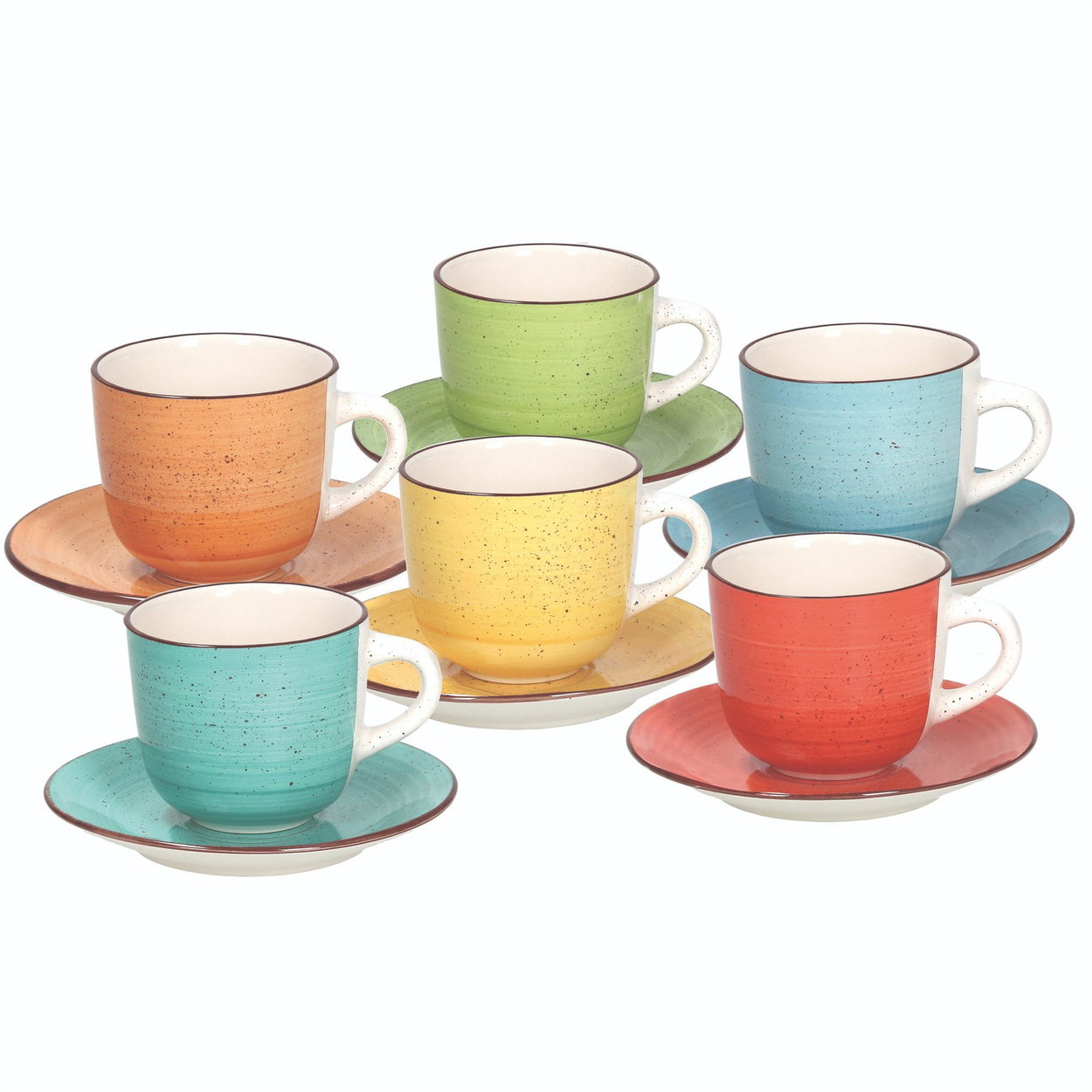 Tognana Tassen-Set 6-teiliges Kaffee-Tassen-Set mit Untertassen, 250 ml, LOUISE ART&PEPPER
