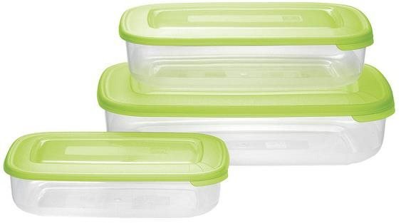 Set von Tontarelli Lebensmittelgläsern 3 Stück rechteckig grün