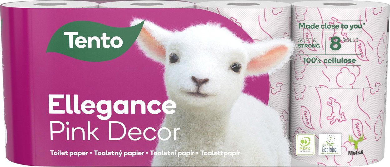 TENTO Ellegance Pink Decor Toilet Paper (8 rolls)