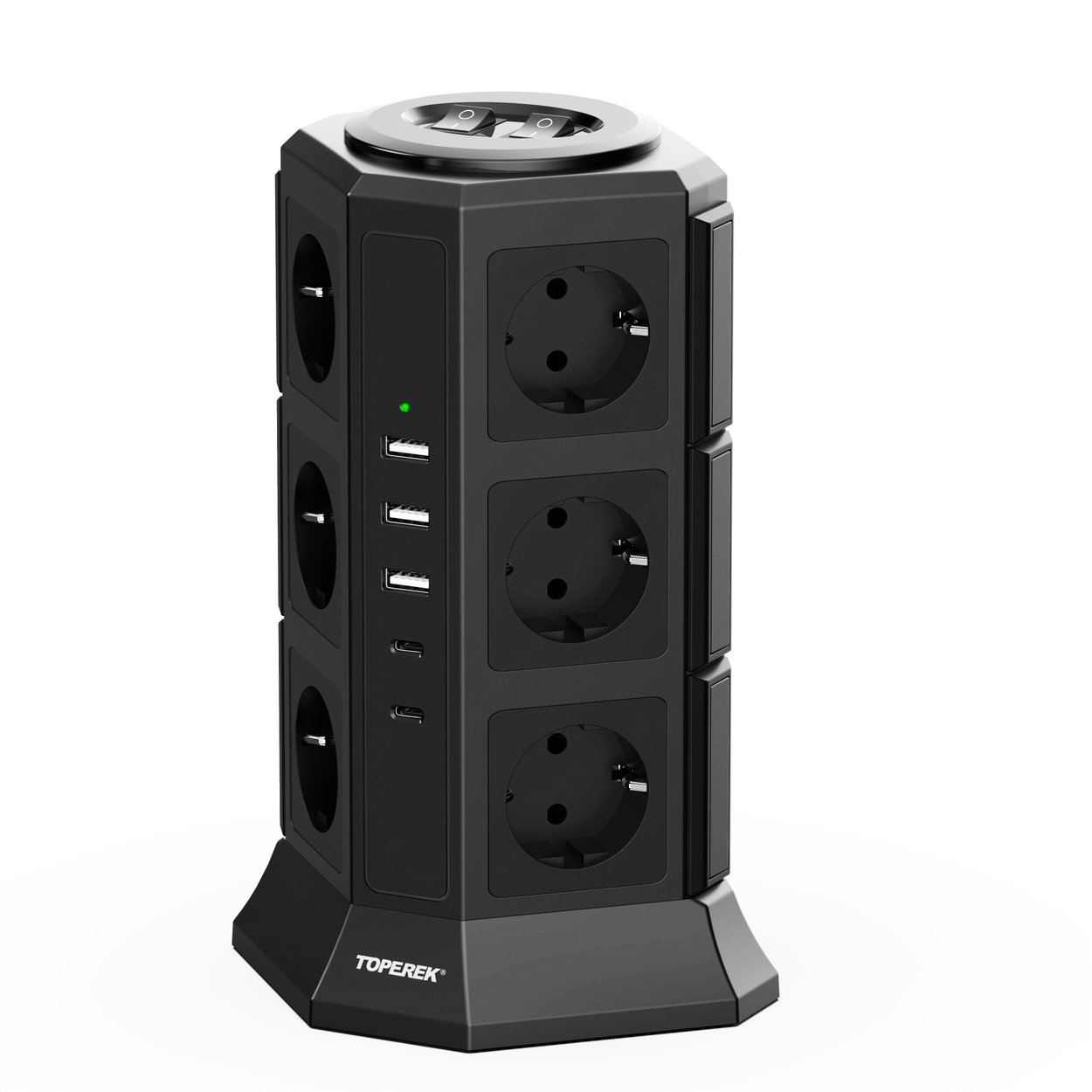 Predlžovací kábel TOPREK USB Vertical Power Strip TP-VA5U12E-PD