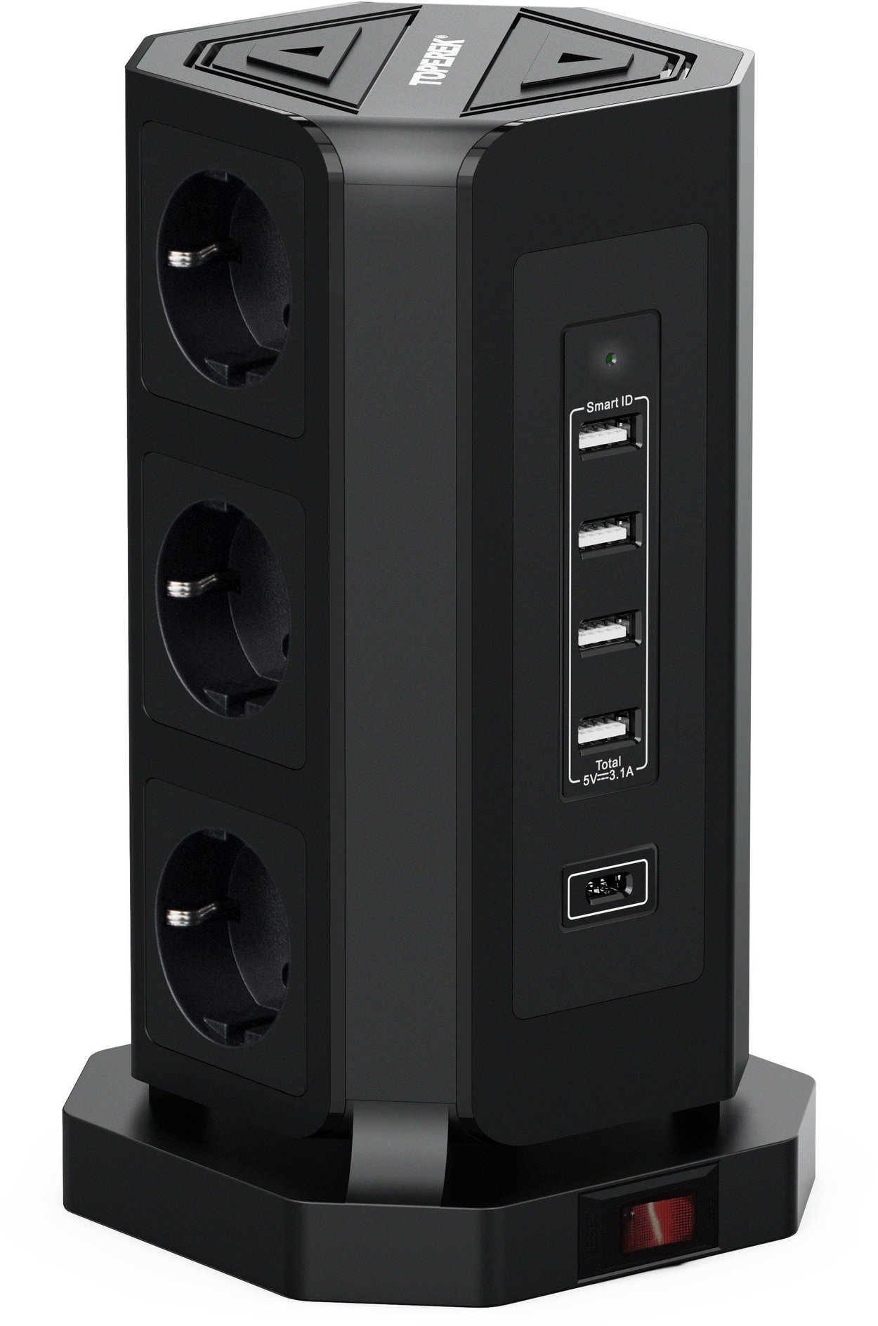 TOPREK USB Vertical Power Strip TP-VD5U9E hosszabbító kábel