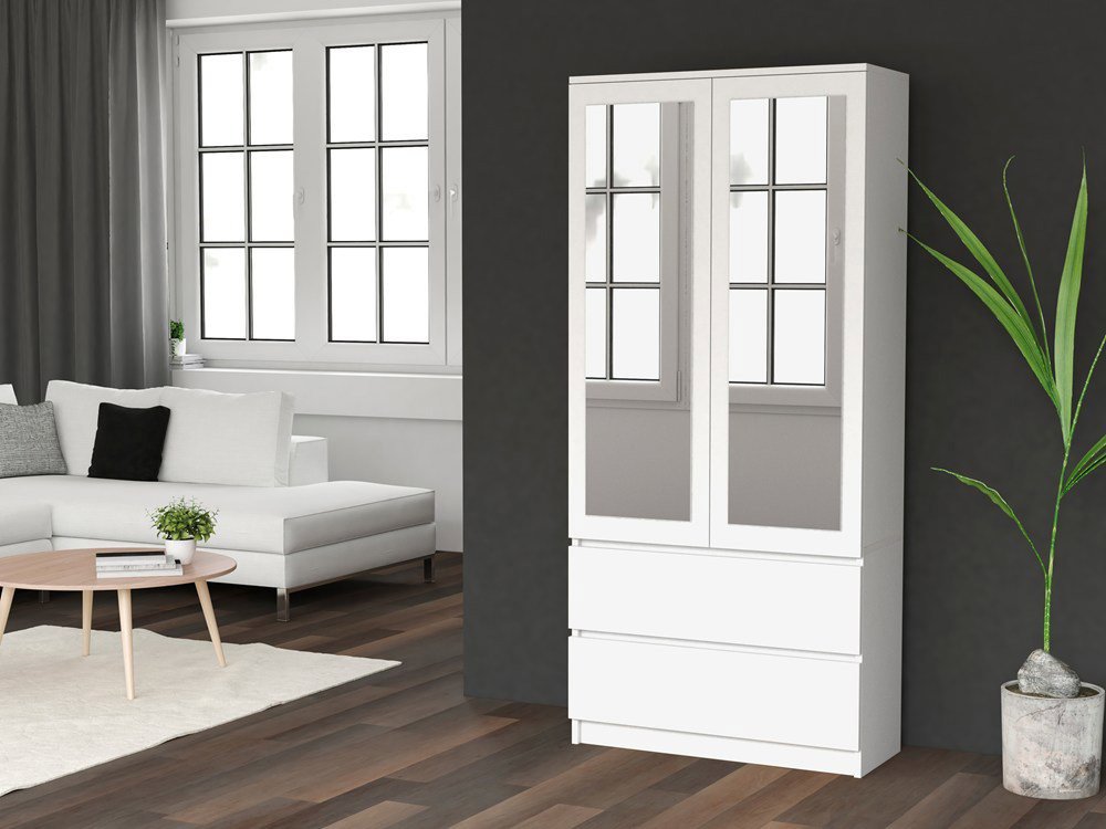 Topeshop Wardrobe SS - 90 with mirror, white